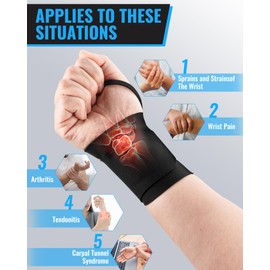 OPOX Wrist Brace, Carpal Tunnel Wrist Brace, Wrist Wraps for Arthritis, Tendonitis, Wrist Joint Pain, Ultra-Thin Elastic, Ultra-Breathable, Ultra-Comfortable Material, Suitable for Women & Men, Suitable for Both Right & Left Hands