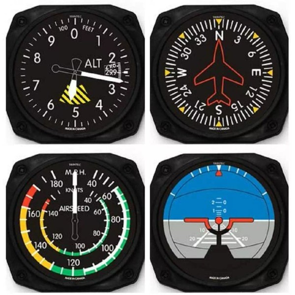 trintec NEW Trintec Classic Aircraft Instrument Coaster Set 4pc Coasters