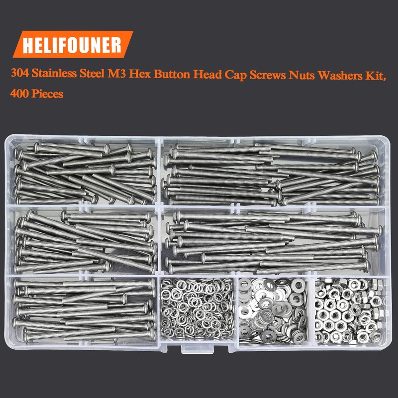 HELIFOUNER 400 Pieces M3 x 30mm /35mm /40mm /45mm /50mm,