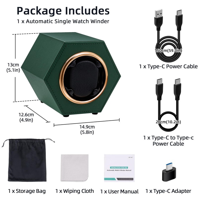 Mcbazel Automatic Watch Winder,PU Leather Watch Winder Box Single Watch