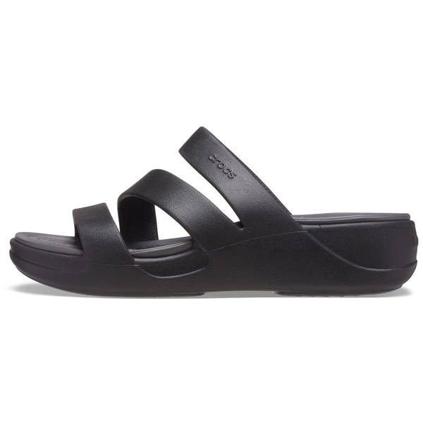 Crocs Women's Boca Strappy Wedges, Platform Sandals, Black, 8