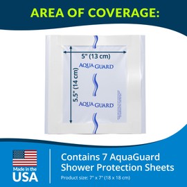 TIDI AquaGuard Sheet – 7” x 7” – Shower Protection Sheet – Self-Adhesive Moisture Barrier – Made Without Latex – Wound Cover For Showering – 7 Sheets Per Package – Home Medical Supplies (50010-PKG)