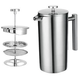 Dayngear Travel French Press, 34oz Stainless Steel Coffee Press for Camping, Double Wall Insulated & No Drip Spout plastic free coffee maker