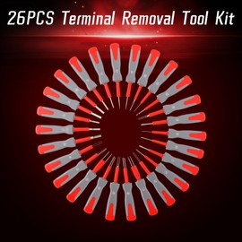 WAYCOJOY 26PCS Universal Terminal Removal Tool Kit, Connector Pin Removal Tool for Replace Universal Automotive Vehicle Wire Harness Pin Connector Release