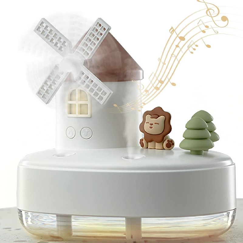 Windmill Music Box Humidifier Creative Bedroom Office Wireless Portable Rotating