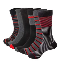 HHX YONLEE Men's Red Striped Dress Socks Gift Boxed Novelty Soft Socks Size 10-13