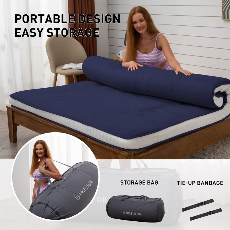 Dr.Futon Japanese Floor Futon Mattress Extra Thick Folding Roll Up