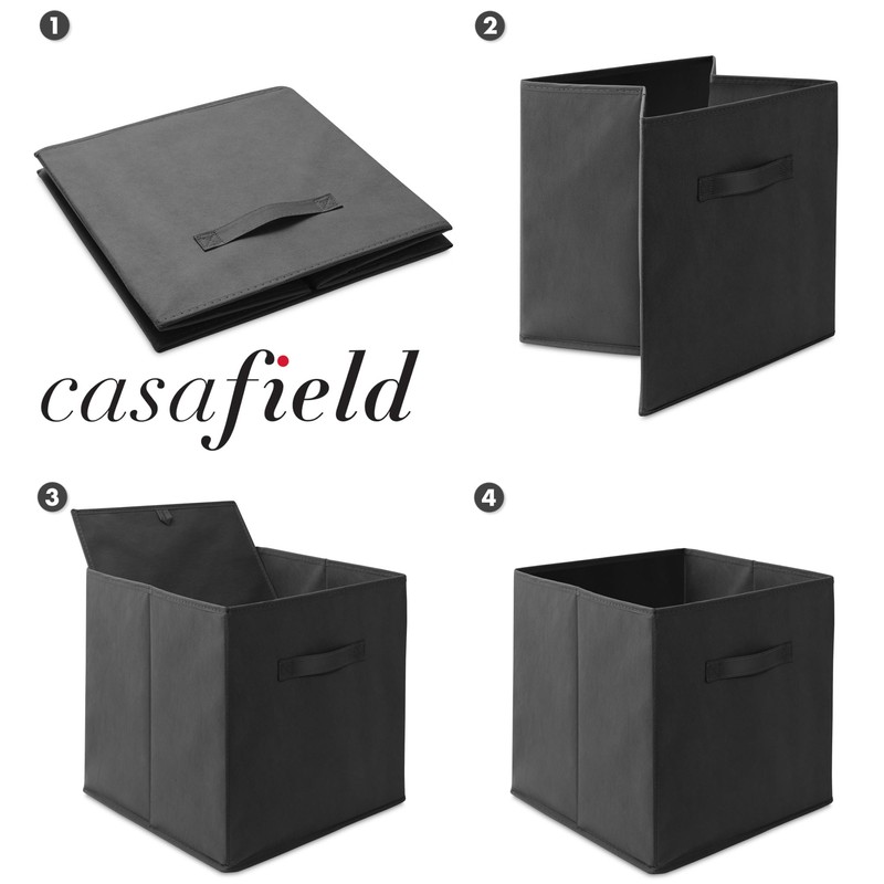 Casafield Set of 6 Collapsible Fabric Cube Storage Bins, Black