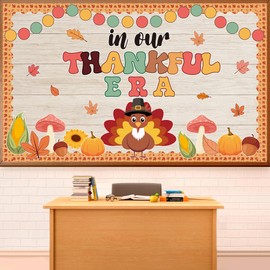 Thanksgiving Bulletin Board Set Turkey Bulletin Board Kit Fall Paper Cutout Autumn DIY Craft in Our Thankful Era Preschool Bulletin Board Classroom Office Chalkboard Wall Door Decor Teacher Supply