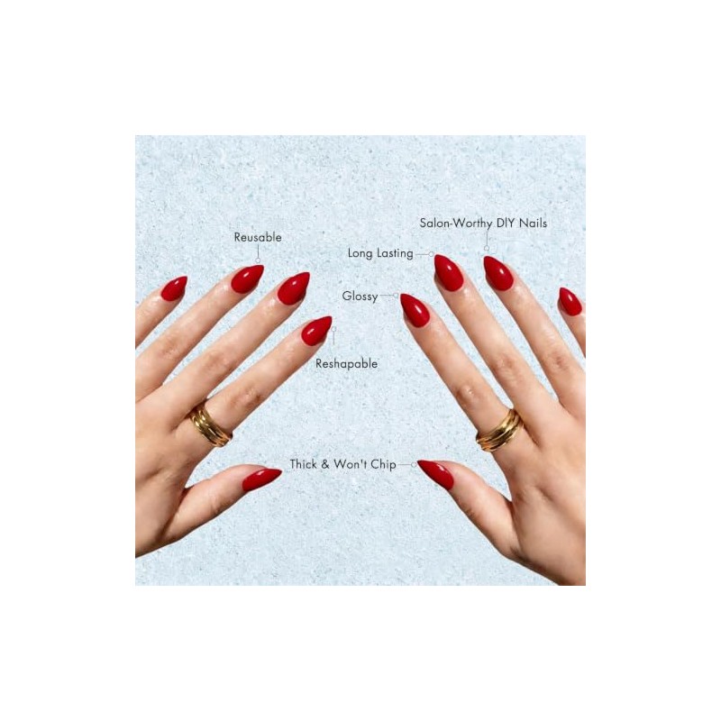Uñas postizas cortas almendradas, uñas postizas rojas stiletto cortas, uñas