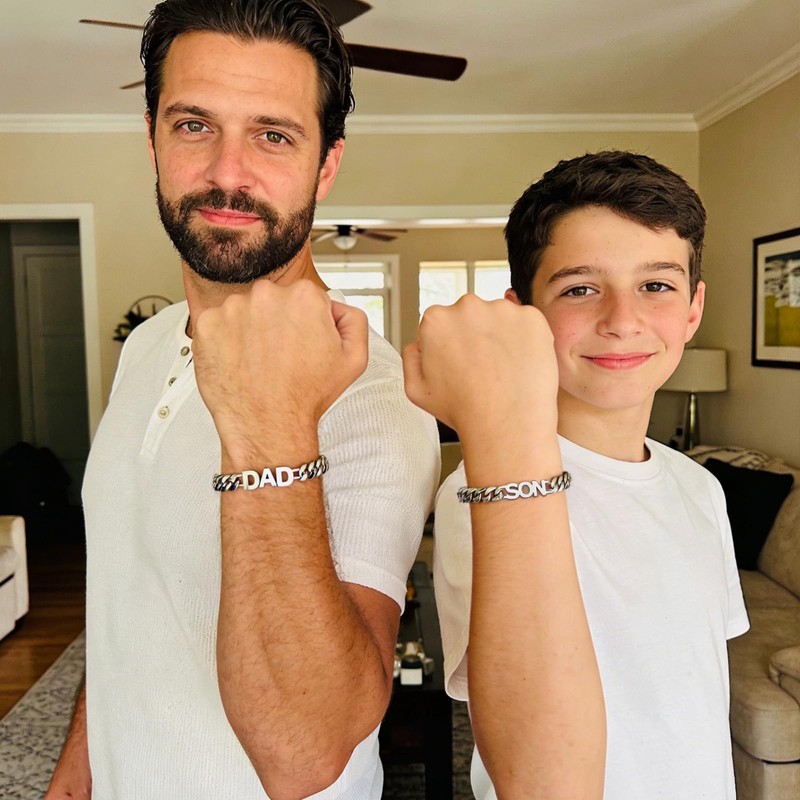 Saintda Dad Son Bracelet Set 316L Stainless Steel Cuban Chain