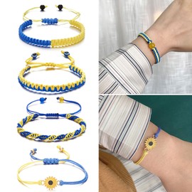 Zaagot Blue Yellow National Bracelet Handmade Braided Bracelet Support Help Stand Blue and Yellow Wristband Bangle Braided Rope 6#