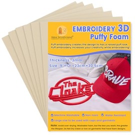 New brothread - 15 Options- 6PCS Embroidery Puffy Foam 9″x12″ Large Size 3MM Creating 3D Embroidery Effect for Caps, Garments, Jackets, Bags, Backpacks and More - Beige