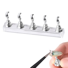 Mirhua Nail Tip Stand, Nail Stand, Practice Bench, For Securing Magnets, Nail Tips, Acrylic Manicure Tool (Silver)