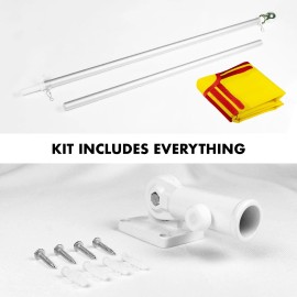 UD_G128 Combo Pack: 5 Ft Tangle Free Aluminum Spinning Flagpole (Silver) & New Mexico NM State Flag 2.5x4 Ft, ToughWeave Series