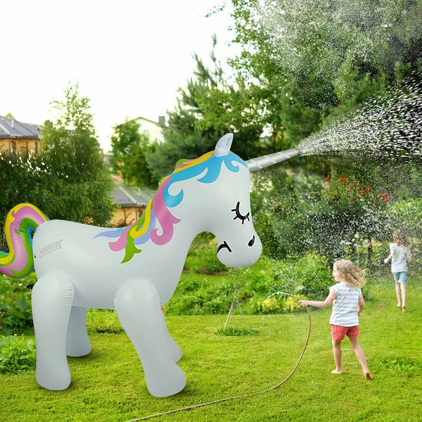 Float Joy Sprinkler for Kids Unicorn Water Sprinklers Inflatable Toys for Outdoor Play Summer Yard Kids and Adults Party Decoration