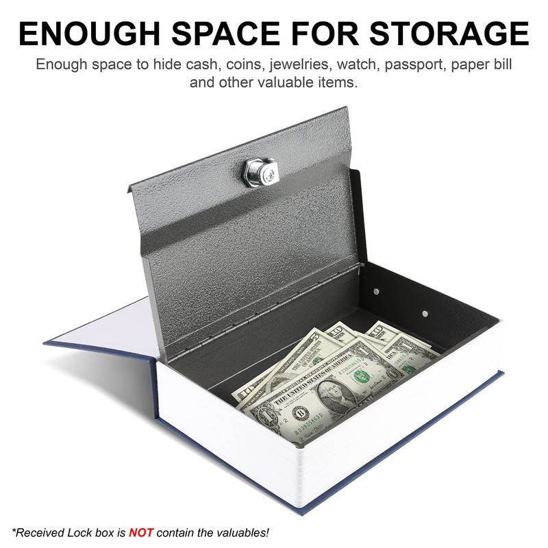 Tahoe trails Book Safe with Key Lock, Portable Metal Safe