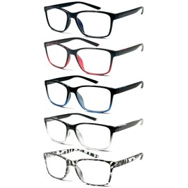 JOSCHOO Reading Glasses 5 Pack Blue Light Blocking Readers Spring Hinge Glasses for Reading for Men and Women (5 Mix Clour-2, 0.5, x)