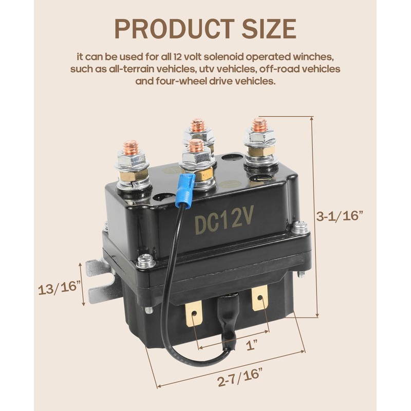 Bylikeho Winch Solenoid - 12V 250A Car Accessory, Reversing Contactor