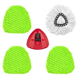 5 Pack Mop Replacement Heads Compatible with Vileda 1 Tank Mop System, with Mop Base Replacement Kit,Triangle Spin Mop Replacement Heads for Vileda Cleaning All Hard-surfaced Floor