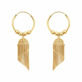 Efulgenz Gold Tone Indian Earrings for Women Hoop Jhumka Jhumki Earrings with Tassels Dubai Style Earring Set Indian Gold Tone Jhumka Hoop Earring Set Indian Bridal Jewelry for Wedding Bollywood
