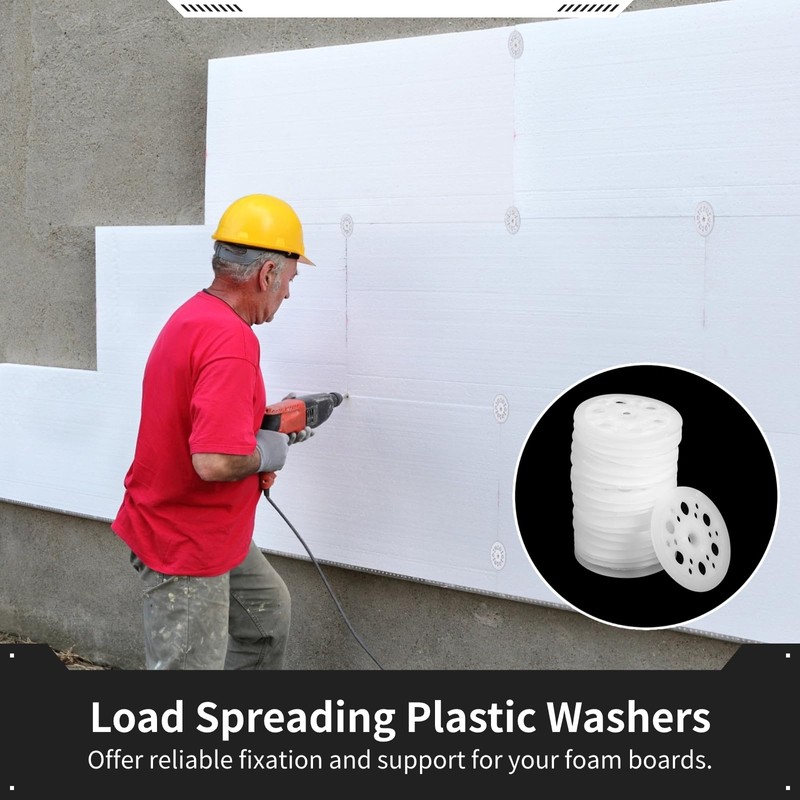 Lnrueg 500 Pcs 46mm Plastic Flat Washers, Load Spreading Polypropylene