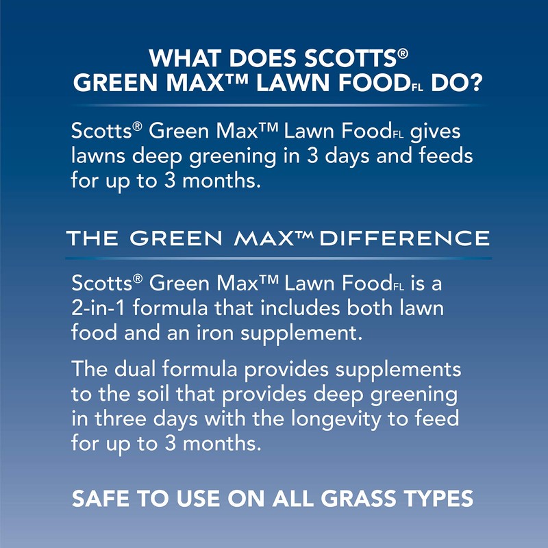 Scotts Green Max Lawn FoodFL, Lawn Fertilizer Plus Iron Supplement