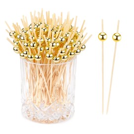 Cocktail Picks Flavored Toothpicks Appetizers Gold Long Toothpicks 150pcs Food Picks Toothpicks Wood Bamboo Toothpicks 4.7in Charcuterie Boards Accessories Skewers Kabobs Party Favors