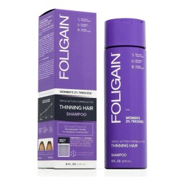 Foligain Shampoo Triple Acción Para Mujeres Con 2% Trioxidil de triple acción para cabello fino para mujeres con 2 % de Trioxidil revitalizante para una apariencia de mayor volumen y cuerpo.