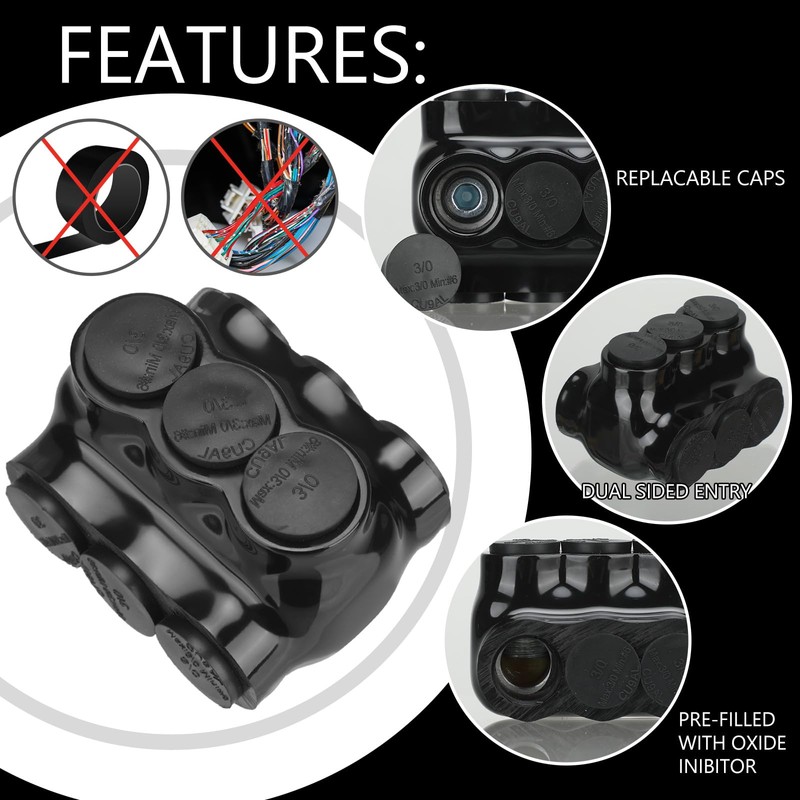 Copkim 10 Pack 3 Port Insulated Wire Connectors Black Multi
