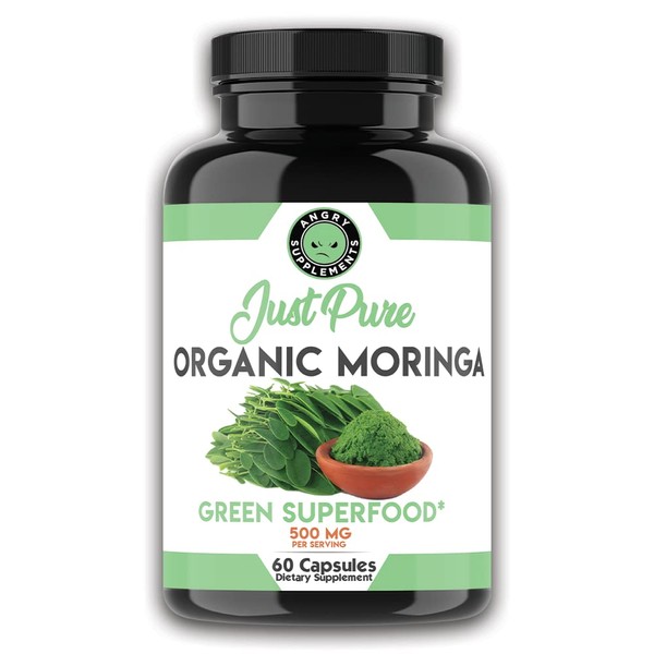 Organic Moringa, Nature’s Green Super Food Supplement, 100% Pure Leaf Powder, All-Natural Nutrient Rich Antioxidant, Body Detox and Digestive Health Aid (1-Bottle)
