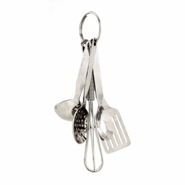 Norpro 3090D Ornamnt Mini Cooking Serving Utensils and Whisk Set of 5 Silver