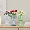 VECELO Modern Ribbed Glass Vase, Clear Flower Vase for Table