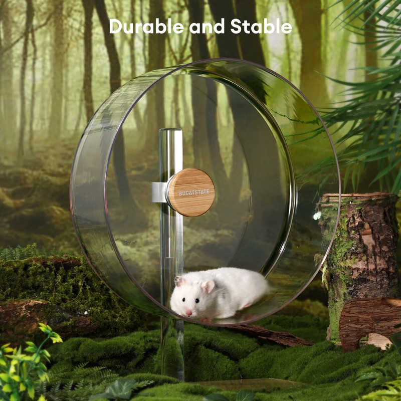 BUCATSTATE Hamster Wheel Silent 12.5inch, Acrylic Hamster Exercise Wheel with