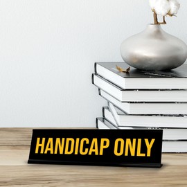 Signs ByLITA Handicap Only Black Frame Desk Sign (2x8“)