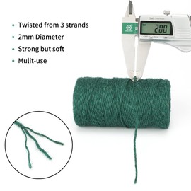 KINGLAKE Garden Twine String Green, 200m 2mm Jute Twine Craft String Twine for Crafts, Gift wrapping,Gardening,Packing,Christmas Decoration