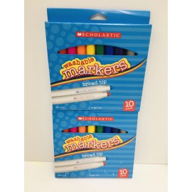 Scholastic washable markers broad tip ages 3 & up 10pack LOT OF 2