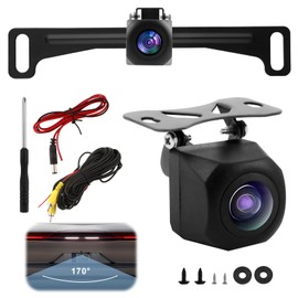 TNJPSEK AHD 720P Metal Backup Camera, Car Rear View Camera License Plate Bracket, 170° Wide Angle License Plate Rear View Camera with Clear Night Vision for Car/SUV/RV/Truck(HD/AHD)