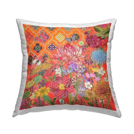 Stupell Industries Bold Orange Mums Flowers Outdoor Printed Pillow, 18 x 18, Multi-Color