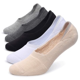 Pareberry Women's Thick Cushion Cotton Athletics Casual Low Cut Flat Non-Slip Boat Liner No Show Socks-5/10 Pack (Shoe Size: 9-11.5, A-multicoloured)