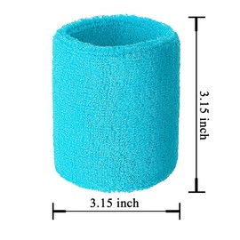 HPWFHPLF Premium Wrist Sweatbands: Stay Dry, Play Hard - Ideal for Tennis, Football, Basketball, Running, 6 Pack Cotton Sweatbands for Men Women & Kids (Blue)