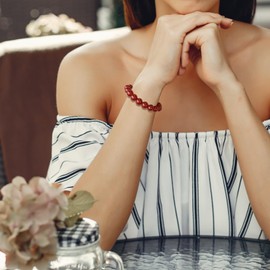 Beaded Bracelets for Women Dainty Crystal Bracelets Natural Beaded Stretch Carnelian Healing Bracelets for Women Energy Jewelry Gifts