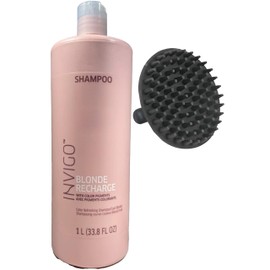 Blonde Recharge Cool Blonde Shampoo 33.8 oz and M Hair Designs Silicone Scalp Brush (Bundle)