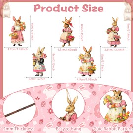 Easter Hanging Decoration, Pack of 36 Easter Wooden Ornaments, Rabbit Hanging Decoration, Easter Wooden Decoration, Rabbit Wooden Ornaments, Rabbit Hanging Ornaments with Ropes, Easter Decoration (C)