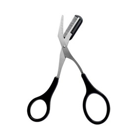 1 x Professional Stainless Steel Eyebrow Grooming Scissors with Plastic Comb (Removable) Eyebrow Eyelash Hair Removal Shaping Tool Makeup Beauty Accessories for Men and Women (Black)