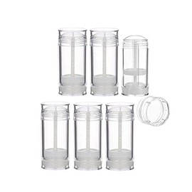 Paquete de 6 recipientes de desodorante redondos de 15 ml para bálsamo labial, tubos vacíos recargables de plástico para desodorante DIY (transparente)