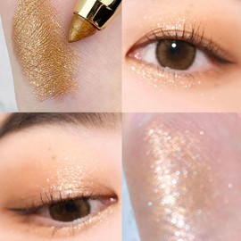 FOMIX Sparkling Eyeshadow Stick Eyeshadow Pencil, Waterproof, Sparkling Eyeshadow Eyeshadow Stick, Pearl Shimmer Stick, Multicolor Ends 2g (04 Champagne Gold)