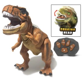 fistone RC Remote Control T-Rex Dinosaur Walking Dancing Light up Gift Toy Kids Smart - Brown