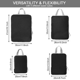 BIKHYY 4 Sets Black Compression Packing Cubes Travel Ultralight Luggage Packing Organizer for Travel Accessories Expandable Packing Organizers Suitcase