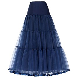 YYKSYDPT 1950s A-Line Long Ankle Length Petticoats Skirts Wedding Half Slips Crinoline Underskirt Vintage Skirt (US, Alpha, Medium, Regular, Regular, Navyblue)